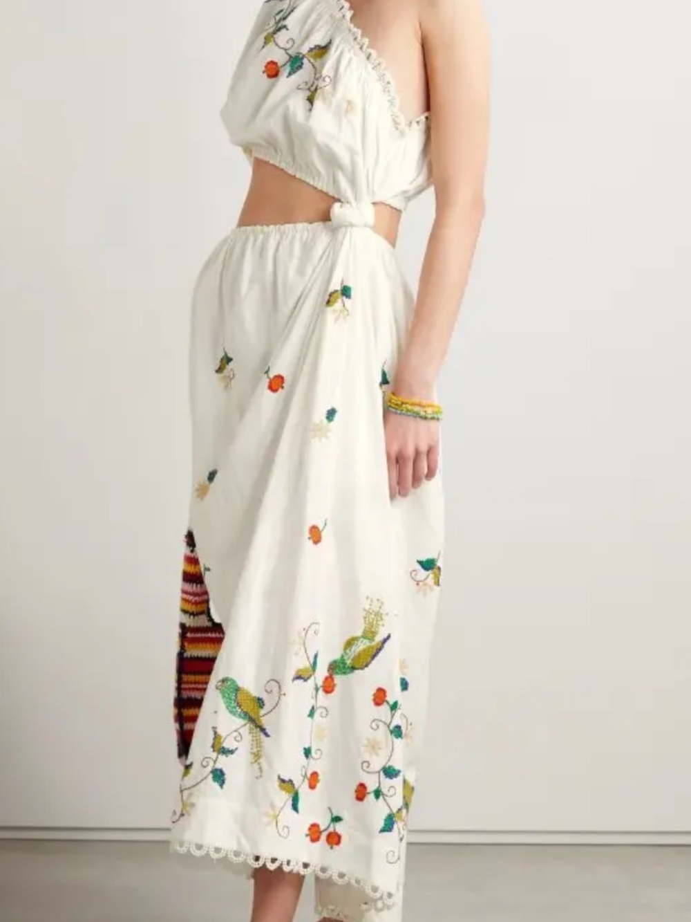 FARM Rio White Embroidered Maxi Skirt with Multicolor Floral Accents - Picture 2 of 6